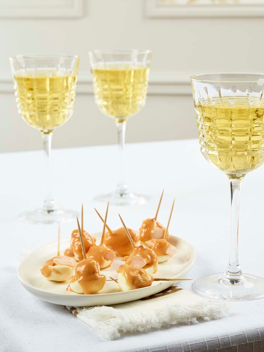 Œufs de caille aux crevettes