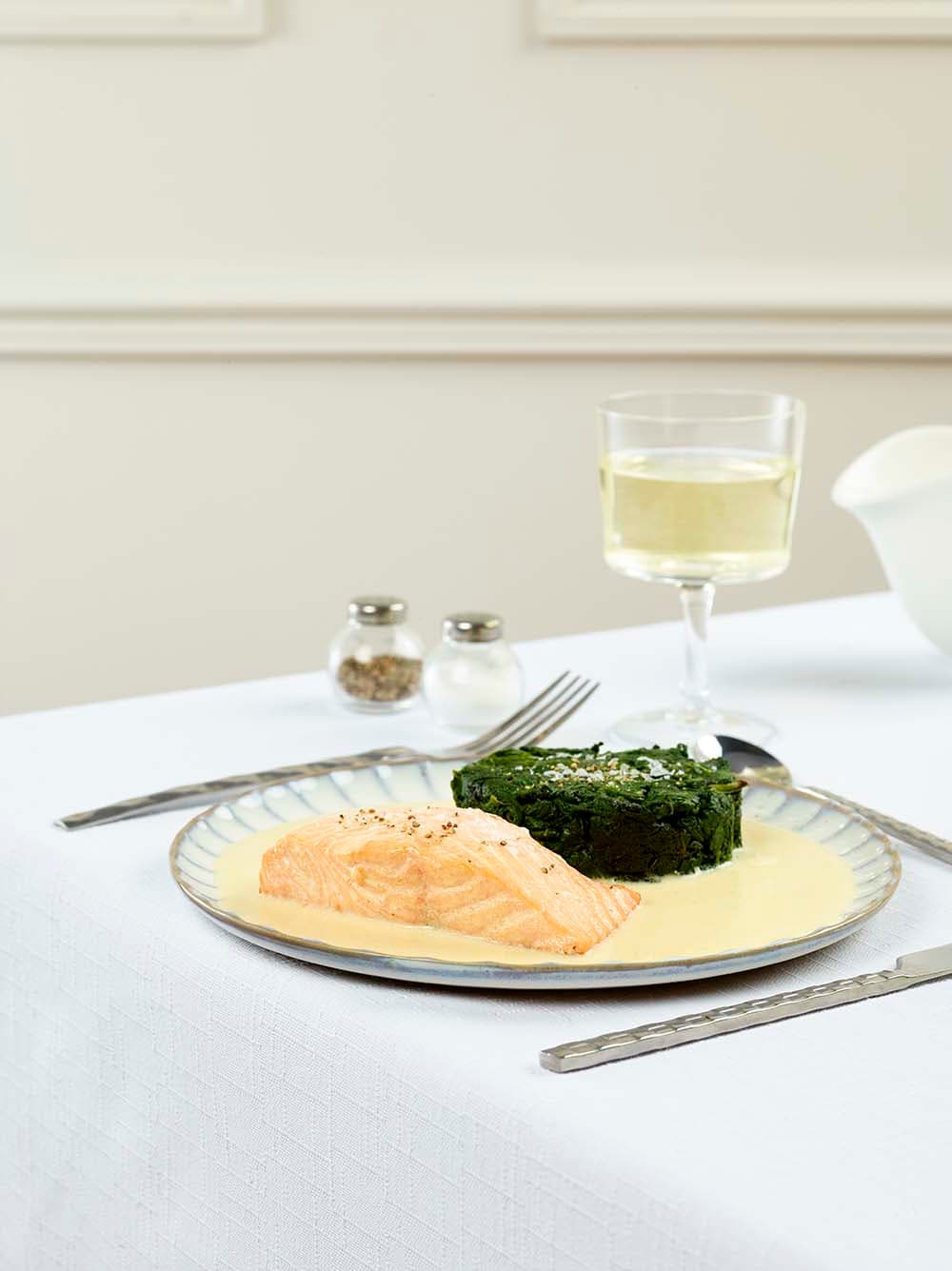 Saumon épinards au beurre blanc allégé